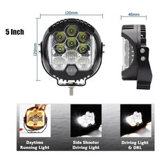 2X 5″ LED Work Light Bar Spot Fog Pod Amber/W Fit Jeep Wrangler JK TJ CJ Offroad