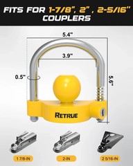 RETRUE Universal Coupler Lock Trailer Locks Ball Hitch 1 Pack, Bright Yellow