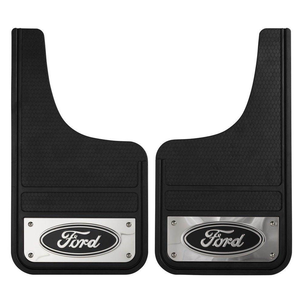 Plasticolor 001837R01 Ford Oval Chrome Plated Heavy-Duty Black Front 12 X 22