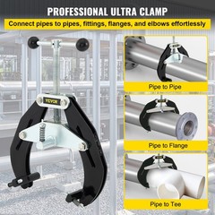 Pipe Clamp, 2 to 6 in, High Strength Ultra Clamp with Quick Acting Screws, Steel