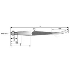 S.77021 Bale Spear – Straight – Spoon End. To fit as: KK241167 Fits Kverneland