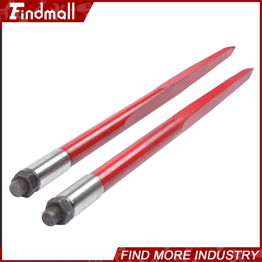 2 Pack 43″ 3000lbs Square Hay Bale Spear Wide Tine Spike Skid For Tractor Red