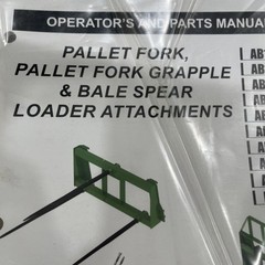 Frontier Pallet Fork And Bale Spear Operators & Parts Manual #5MP76313 REV. 12