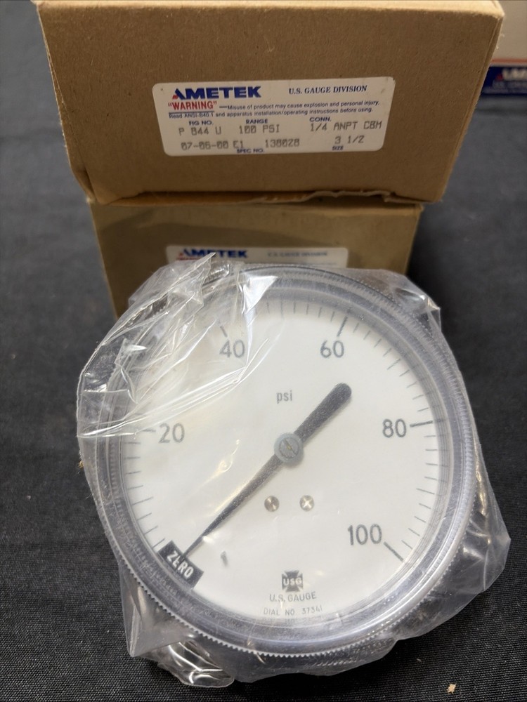 Ametek Gauge 3.5” Dial 0-100 Psi P844 U 1/4” ANPT CBM