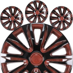 16″ Red Black Lacquer Snap-On Wheel Rim Covers Set of 4 ABS Hubcaps Universal