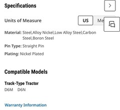 145-0803: 89.8mm Outside Diameter Linkage Pin (OEM, NEW)
