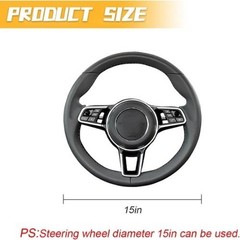 Carbon Fiber Leather Steering Wheel Cover, Anti-Slip & Breathable Color: Black