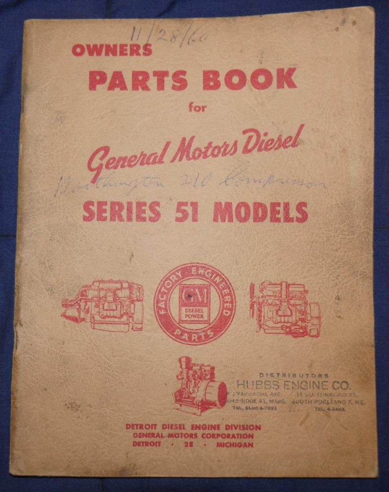 General Motors Detroit Diesel Series 51 Owners Parts Book Manual Marine Gen Ind