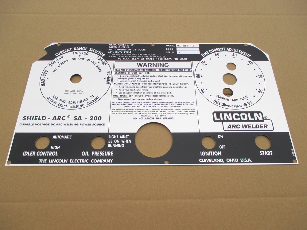 Sa-200 Lincoln Welder Black Face Green Light Faceplate L5750 OEM Quality