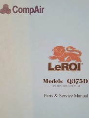 Le ROI Q375D HQ375D Rotary Screw Portable Air Compressor Owner & Service Manual