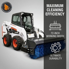 Wolverine 72″ 25° Angle Broom Sweeper Hydraulic Skid Steer Loader Attachment