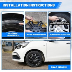 16 Inch Black Matte Hubcaps Set of 4 ABS Universal Wheel Rim Covers 5084