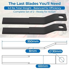 Skid Steer Brush Cutter Blades 2PCS, 8mm Thick Spring Steel, 60Si2Mn, 30mm Bore
