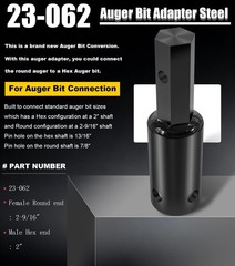 HEAVY DUTY AUGER ADAPTER 2″ HEX TO 2-9/16″ ROUND