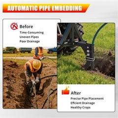 Pipe Layer Attachment Fits Any 3-Point Hitch Mounted Ripper Hitch Lawn Subsoiler