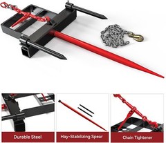 9″ Universal HD Hay Spear for Skid Steer Tractor Loader Bucket 2000 LBS Capacity