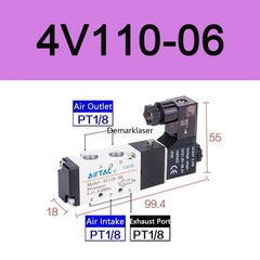 AirTAC 12V 24V 110V 220V Pneumatic Electric Solenoid Air Valve 5 Way 2 Position