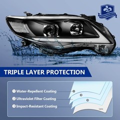 LED DRL Projector Headlight Assembly w Turn Signal 2011-2013 Toyota Corolla Pair