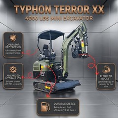 TYPHON TERROR XX 4000lbs Kubota D902 Mini Excavator Hydraulic Thumb Boom Swing
