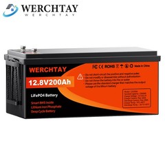 12V 200Ah LiFePO4 Lithium Battery Deep Cycle w/ 200A BMS for Solar RV Off-grid