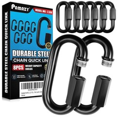 PAMAZY 8PCS 2.3” Chain Quick Links, High Strength, 2.3 inches x 6 mm, Black