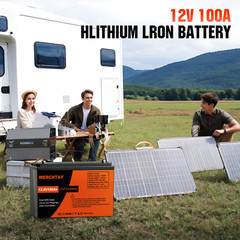 24V 100Ah LiFePO4 Lithium Battery 2Pack 12V 100Ah BMS Solar For Boat RV Off-grid