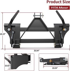 Quick Tach Conversion Adapter for 3 Point Cat 1 Tractors Skid Steers Category 1