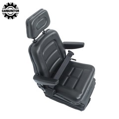 Suspension Tractor & Forklift Seat Armrest Safety Belt Black Adjustable Backrest