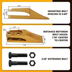 6 Pack 6684447 Skid Steer Bucket Unitooth Trenching Bucket Teeth w/ Bolts & Nuts