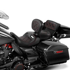 Passenger Sissy Bar Backrest Pad For Road King Street Glide 2014-2023 Black Red
