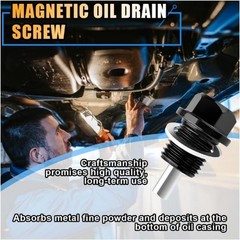 Magnetic Oil Drain Plug M14×1.5 Aluminum with Crush Washer Gasket Color: Black
