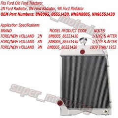 3 CORE Radiator Replacement fits Ford 2N 8N 9N Models #8N8005,86551430, NH8N8005