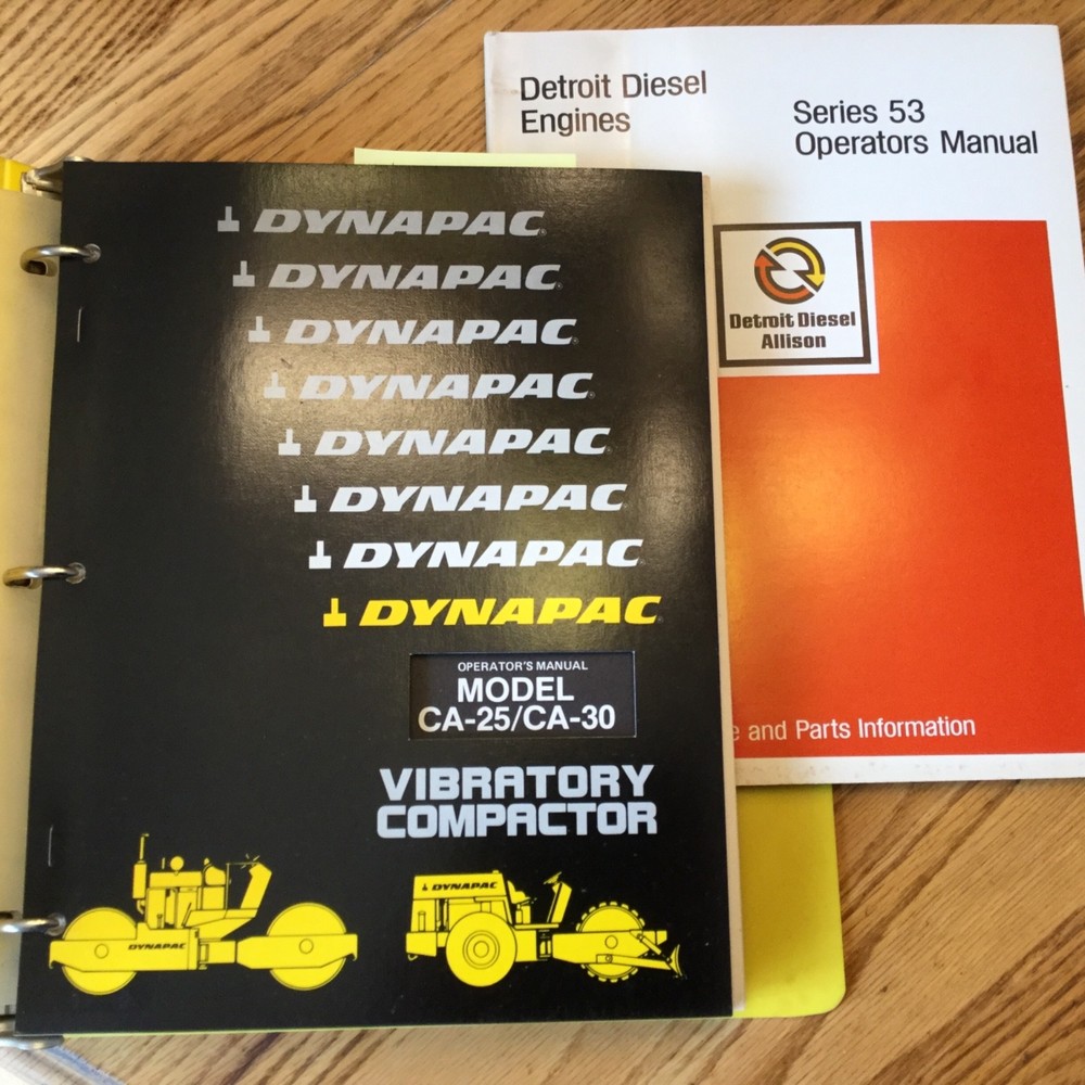 Dynapac CA-25 CA30 PARTS BOOK CATALOG OPERATION MAINTENANCE MANUAL VIB COMPACTOR