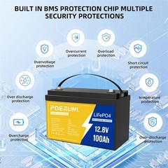 12.8V LiFePO4 Lithium Battery 12V 100Ah 4000+ Deep Cycle BMS for RV Off-Grid