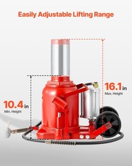 Air Hydraulic Bottle Jack, 50 Ton (110231.5 lbs) Capacity, 10.4-16.1 Inch Liftin
