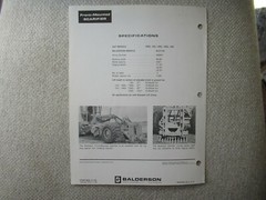 1976 Balderson scarifier specification sheet brochure for Cat G motor grader