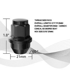 24pcs Lug Nuts for F150 One-Piece OEM M14x1.5 Black 24PCS-2015-2025 F150