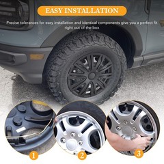 14 Inch Universal Black Matte Hubcaps Set of 4 Snap-On ABS&PC Wheel Rim Covers