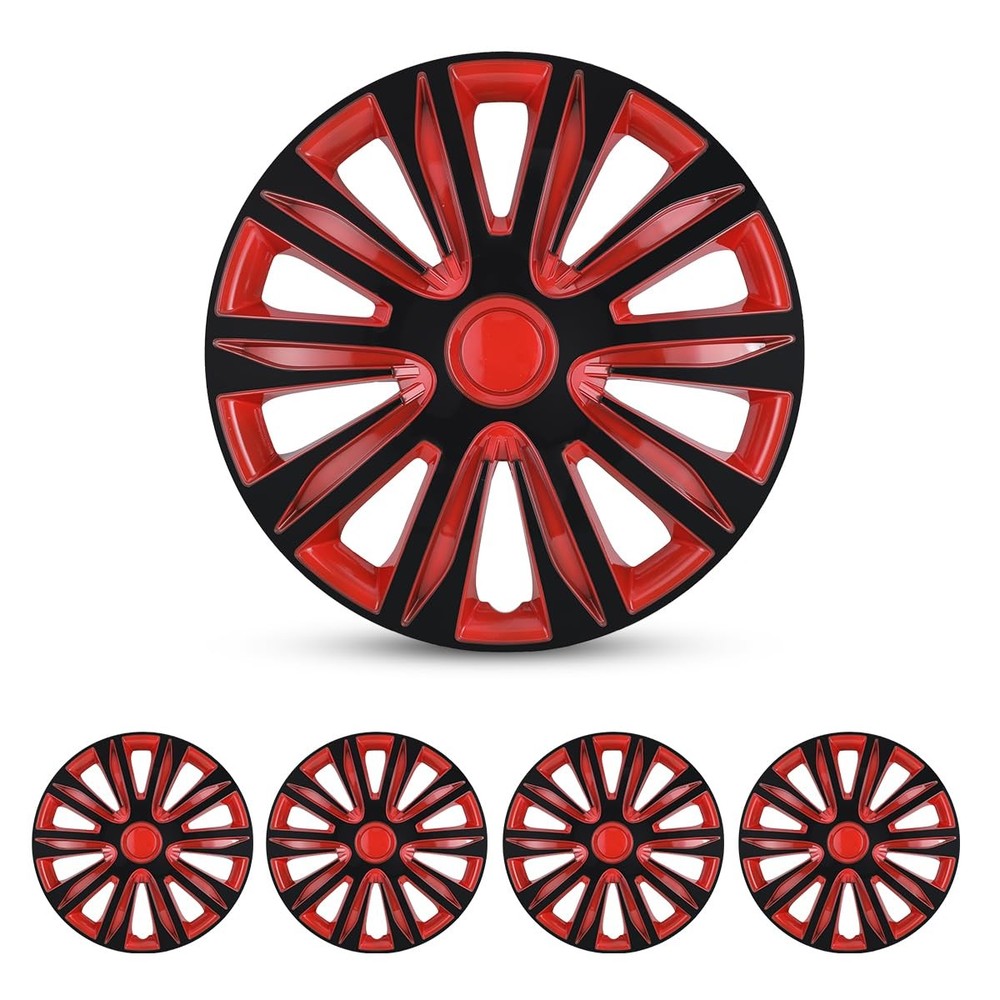 15″ Hubcaps Set of 4 Black Orange Lacque ABS Wheel Rim Cover for Iron Hub W5083
