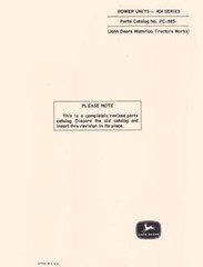 John Deere Model 404 Series Power Unit Parts Manual Catalog JD 885