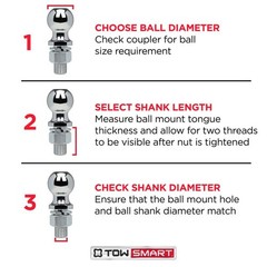 Class 1 Trailer Hitch Ball 2,000 lb 1-7/8″ Chrome 3/4″ Shank Diameter, 1-1/2 In.