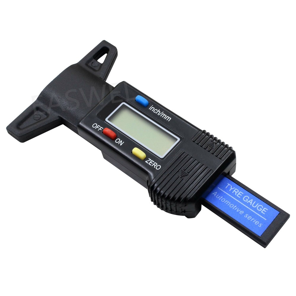 Digital LCD Display Depth Gauge Tyre Tire Tread Brake Pad Shoe Wear 0-25.4mm