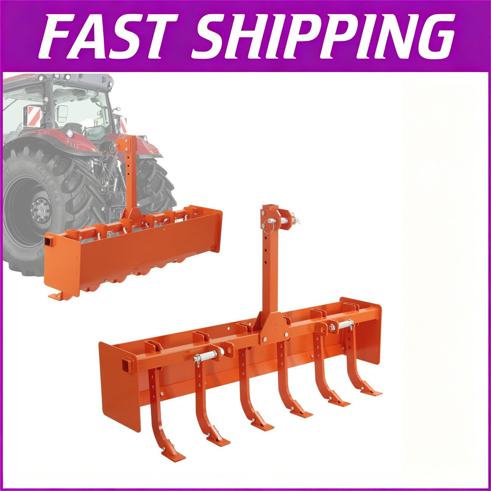 55 Inch Heavy Duty Box Blade for Tractor 6 Adjustable Shanks CAT 0-1 Compatible