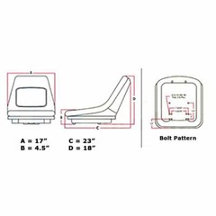New Seat for Kubota B&L Series Tractors K2571-56110, K2571-56112, 32420-72960