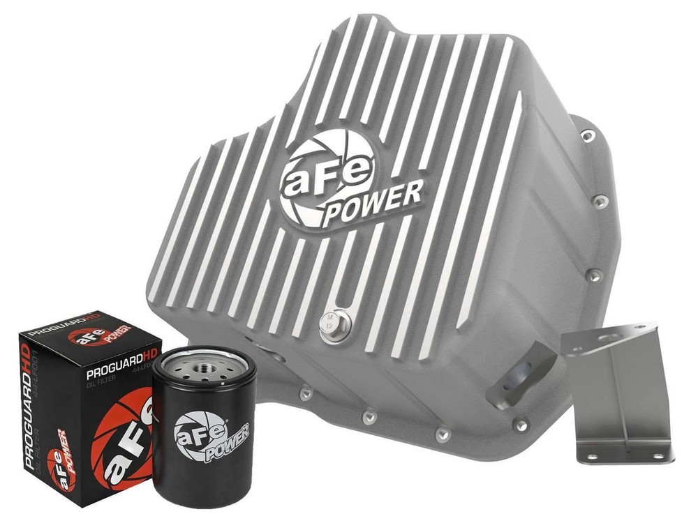 46-71070A aFe POWER Street Series Engine Oil Pan Raw w/ Machined Fins GM Diesel