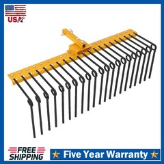 60″ Steel Pine Straw Landscape Rake for Category 1 Tractor ATV/UTV ,2″ Receiver
