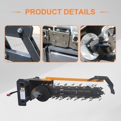 Wolverine 48″ Skid Steer Loader Hydraulic Trencher Attachment 8″ W TCR-12-48H .