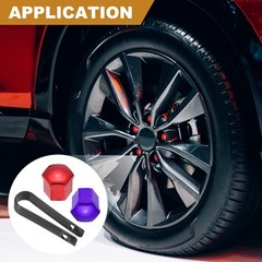 20Pcs 17mm Wheel Lug Nut Cover Bolt Caps Car Tire Nut Cover with Tongs Blue