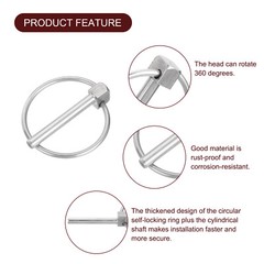 4Pcs 1/8″ x 1″ Linch Pin with Ring, Stainless Steel Round Linch Pins, Silver