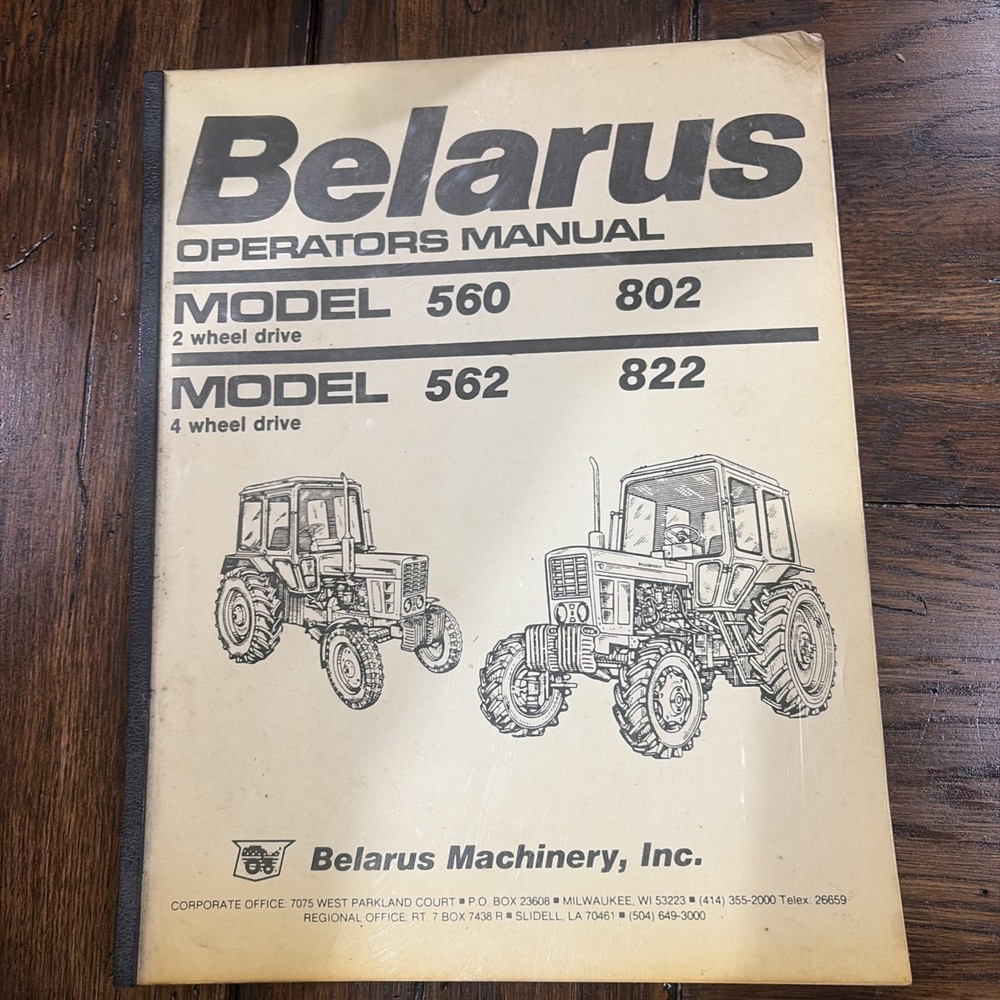 ORIGINAL Belarus Model 560 562 802 822 Tractor Operators Owners Manual 2WD 4WD
